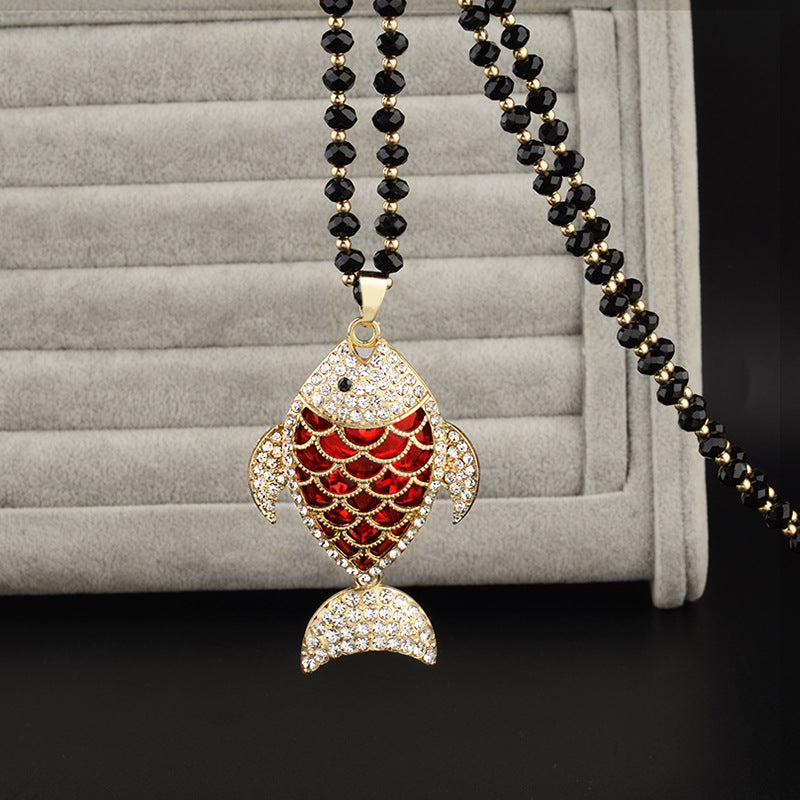 Fish every year natural crystal necklace