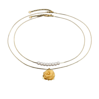 Golden rose natural freshwater pearl necklaces