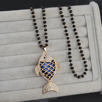 Fish every year natural crystal necklace