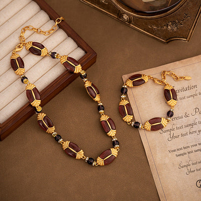 Oval geometric natural agate jewelry