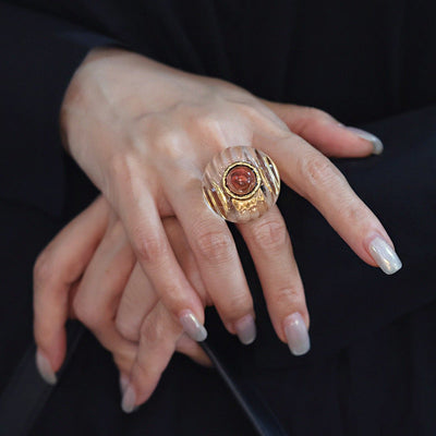 Disc Crystal Beads Natural Crystal Ring