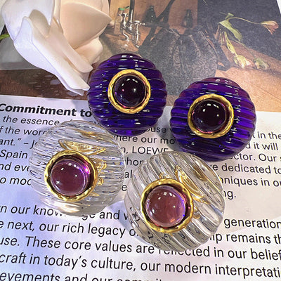 Disc Crystal Beads Natural Crystal Earrings