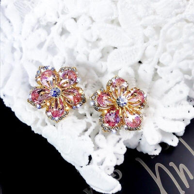 Blooming Crystal Flower Earrings Deegnt