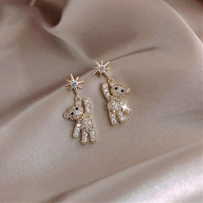 Crystal Teddy Bear Earrings Deegnt