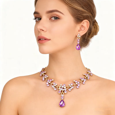 Amethyst Necklace & Earrings Set