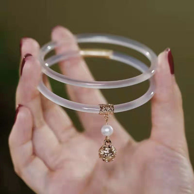 Slim Natural Emerald Jade Stone Bracelet