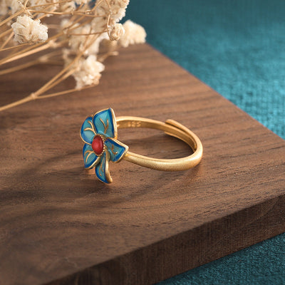 Retro rich flower agate ring