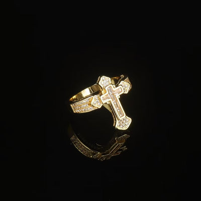 Cross diamond ring