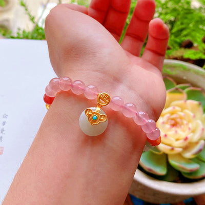 Lucky clasp ? Pink crystal jade bracelet