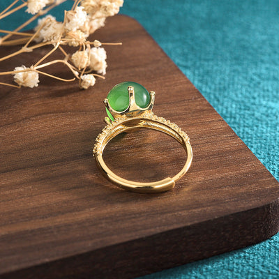 Emerald Jade Stone Happiness Ring