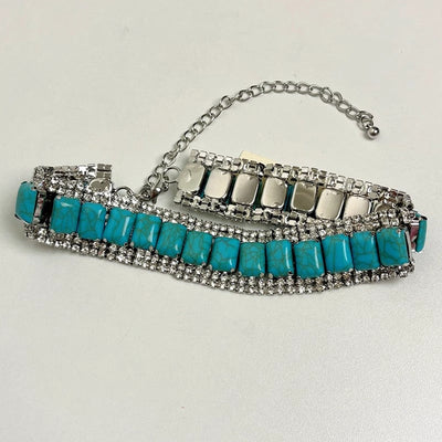 Rhinestone & Turquoise Expanded Necklace
