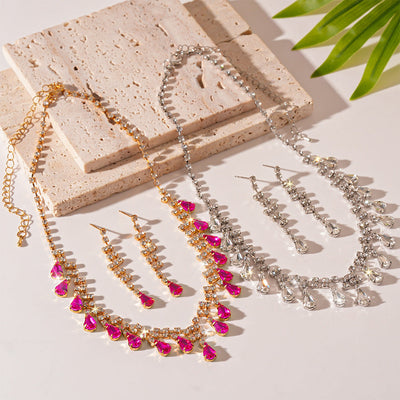 Rhinestone-Red Crystal Duo Necklace