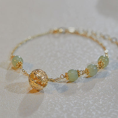 Lucky Bell • Emerald Jade stone Anklet