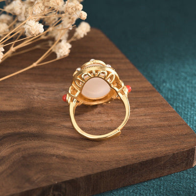 Pearl Emerald Egg Shape Gold Ring