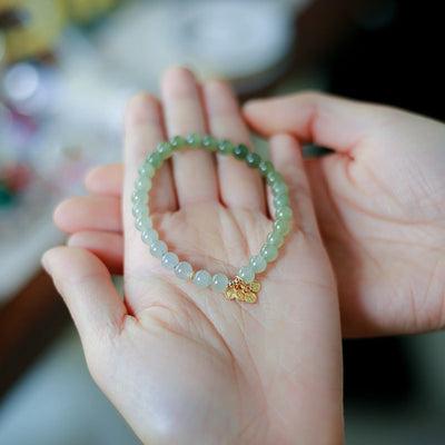 Lucky Card • Natural Emerald Jade Bead Gradient Bracelet