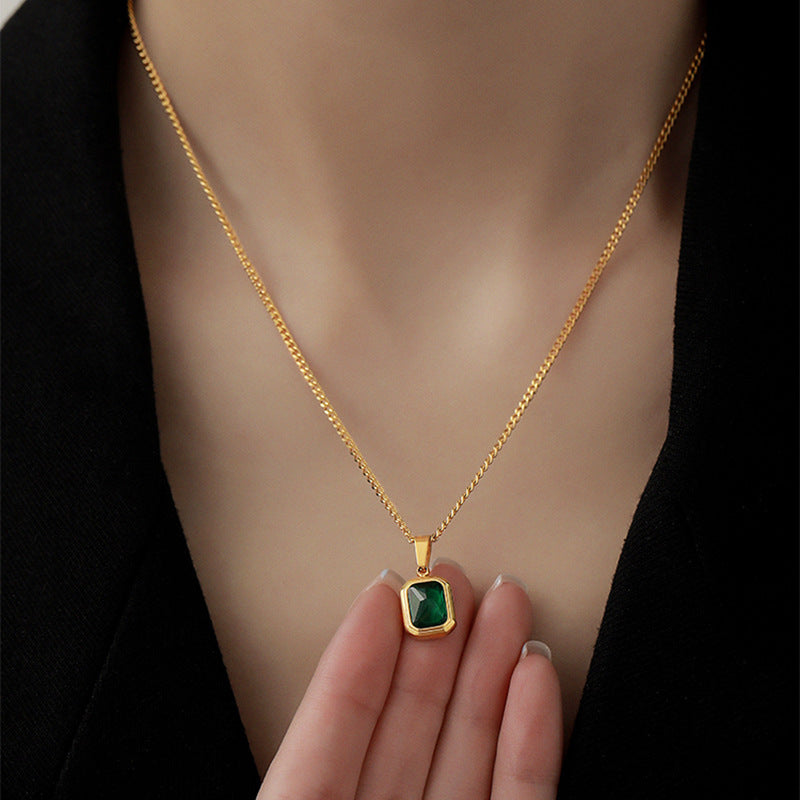 Emerald Jade 18K Gold Necklace