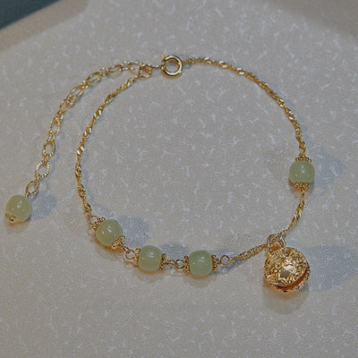 Lucky Bell • Emerald Jade stone Anklet