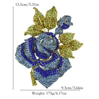 Full diamond rose alloy brooch