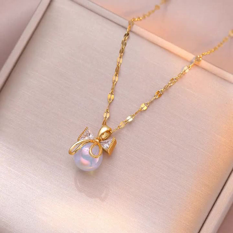 Bow Colored Zirconia Necklace
