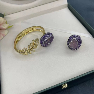 18K gold natural amethyst bracelet