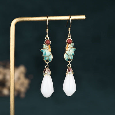 18K Gold & 925 Silver Jade Earrings