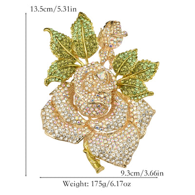 Full diamond rose alloy brooch