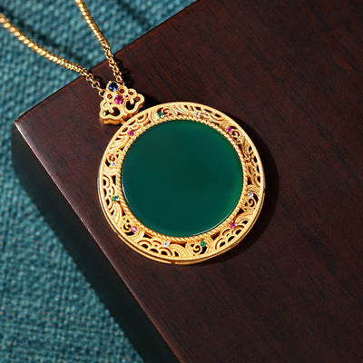 Clouds Jade Plate Pendant Necklace