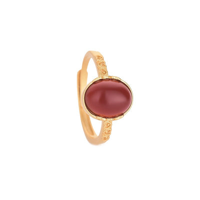 Vintage red natural agate chalcedony ring