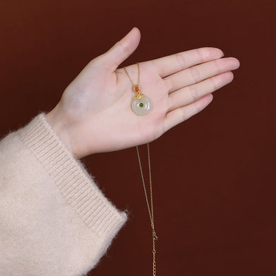 Safety clasp • Natural red agate & Emerald jade stone necklace