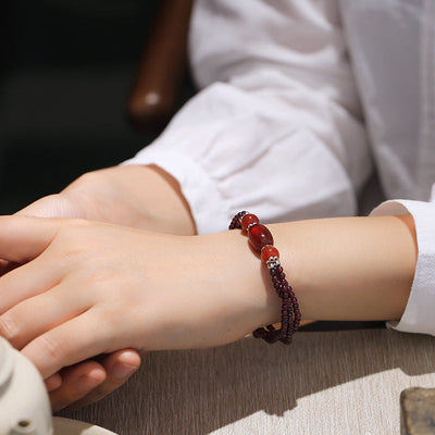 Trio • Garnet & Agate Bracelet