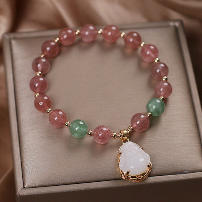 Maitreya Buddha ? Strawberry Crystal Bracelet