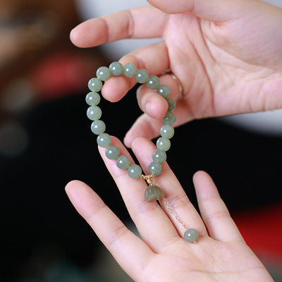 Fortune lotus • Natural Emerald Jade stone Bracelet