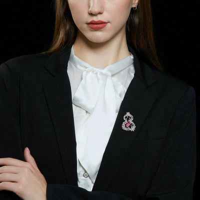 Heavy-duty micro-inlaid zircon gourd brooch