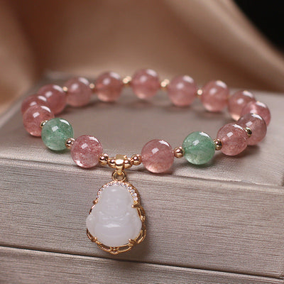 Maitreya Buddha ? Strawberry Crystal Bracelet