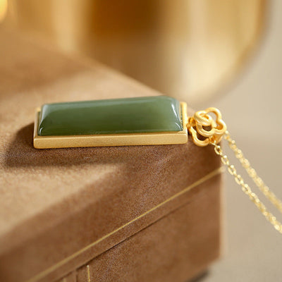 Natural Emerald Jade Stone Pendant Necklace