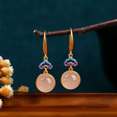 18K Gold Cloud Jade Earrings