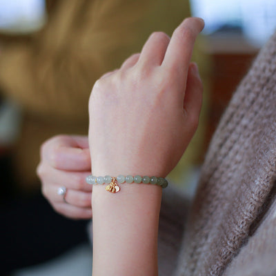 Lucky Card • Natural Emerald Jade Bead Gradient Bracelet