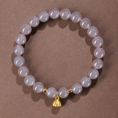 Lotus pod • Natural Violet Emerald Jade Stone Bracelet