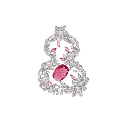 Heavy-duty micro-inlaid zircon gourd brooch
