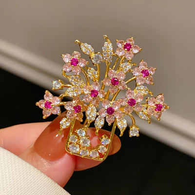 Blooming Crystal Vase Brooch