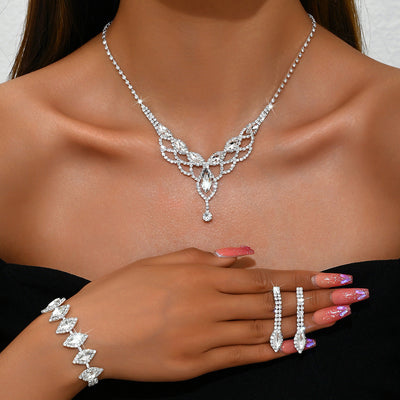 Rhinestone Super Sparkling Water Drop Jewelry Set