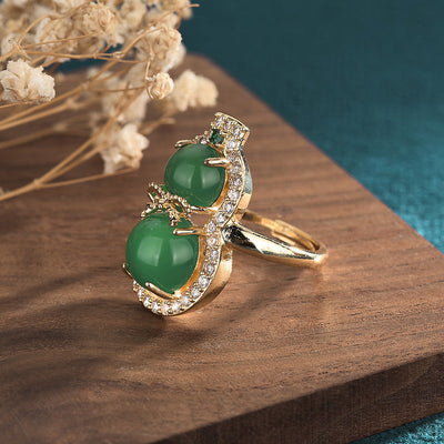 Purifying Gourd Emerald Jade Stone Ring