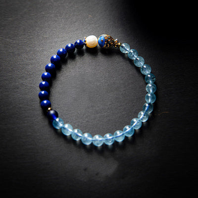 Brazilian Aquamarine  & Lapis Bracelet