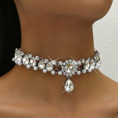 Diamond • Crystal Pearl Necklace