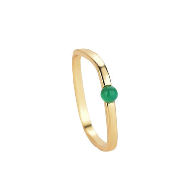 Square metal ring with chalcedony