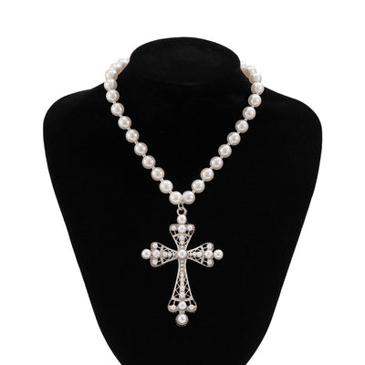 Vintage Pearl Cross Necklace