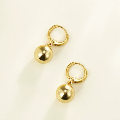 18K Gold Round Bead Necklace & Bracelet & Earrings