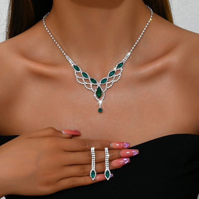 Rhinestone Super Sparkling Water Drop Jewelry Set