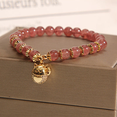 Lucky Cat ? Strawberry Crystal Bracelet