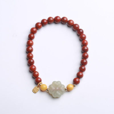 Four Leaf Clover Emerald Jade Stone Bracelet